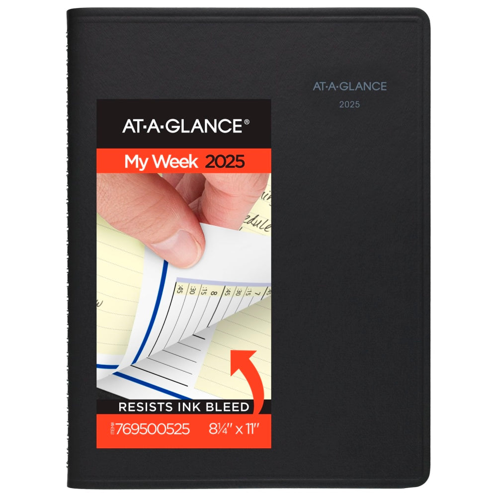 2025 AT-A-GLANCE QuickNotes Weekly/Monthly Appointment Book Planner, 8-1/4in x 11in, Black, January To December