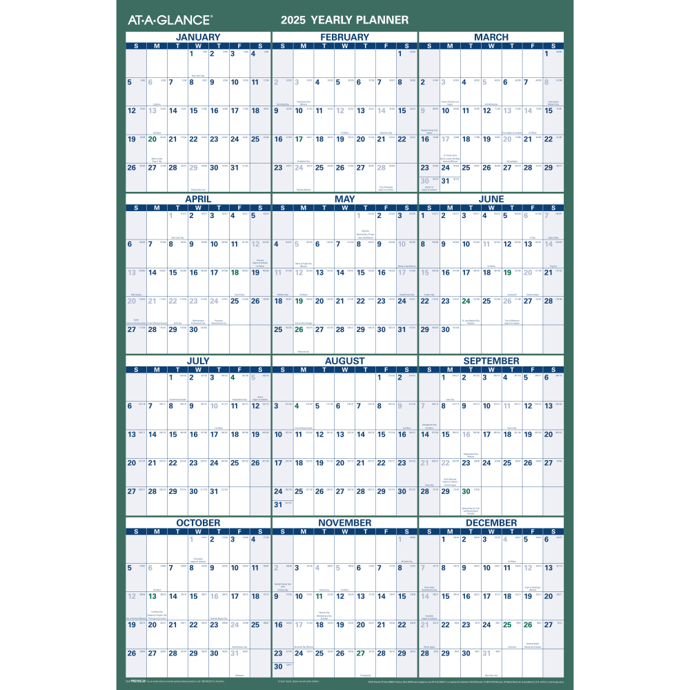 2024-2025 AT-A-GLANCE Vertical Reversible Erasable Academic Yearly Wall Calendar, 36in x 24in, Multicolor