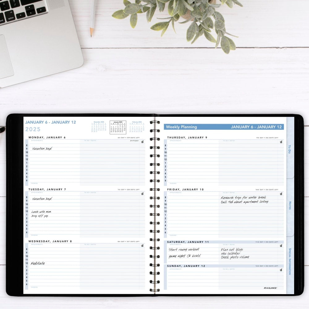 2025 AT-A-GLANCE The Action Planner Weekly Appointment Book Planner, 8in x 11in, Black, January To December, 70EP0105