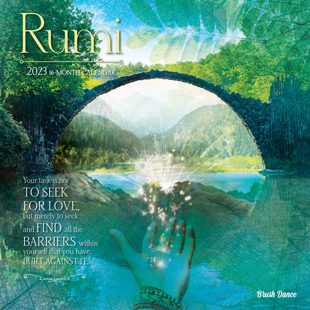 Brown Trout Inspirational Monthly Wall Calendar, 12in x 12in, Poetry Of Rumi, January To December 2023