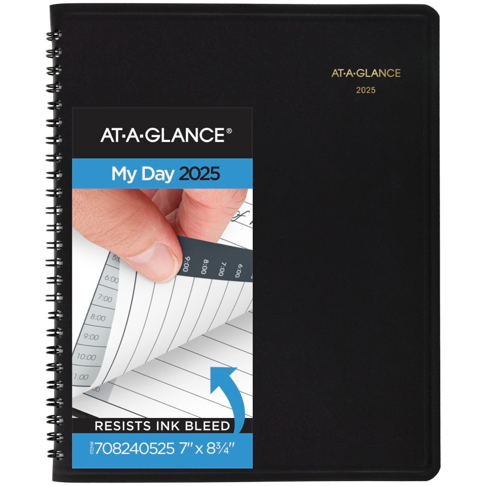 2025 AT-A-GLANCE 24-Hour Daily Appointment Book Planner, 7in x 8-3/4in, Black, January To December, 7082405