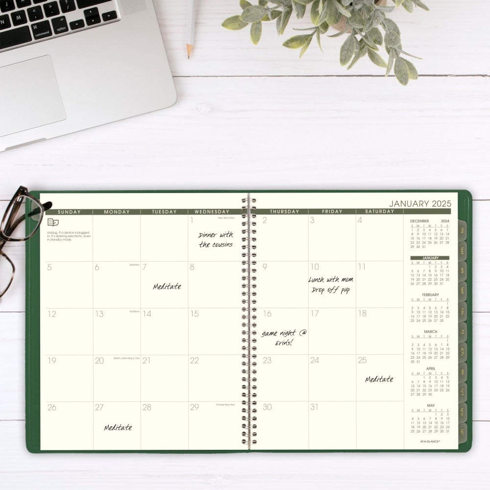 2025 AT-A-GLANCE Recycled Monthly Planner, 9in x 11in, Green, January 2025 To December 2025, 70260G60