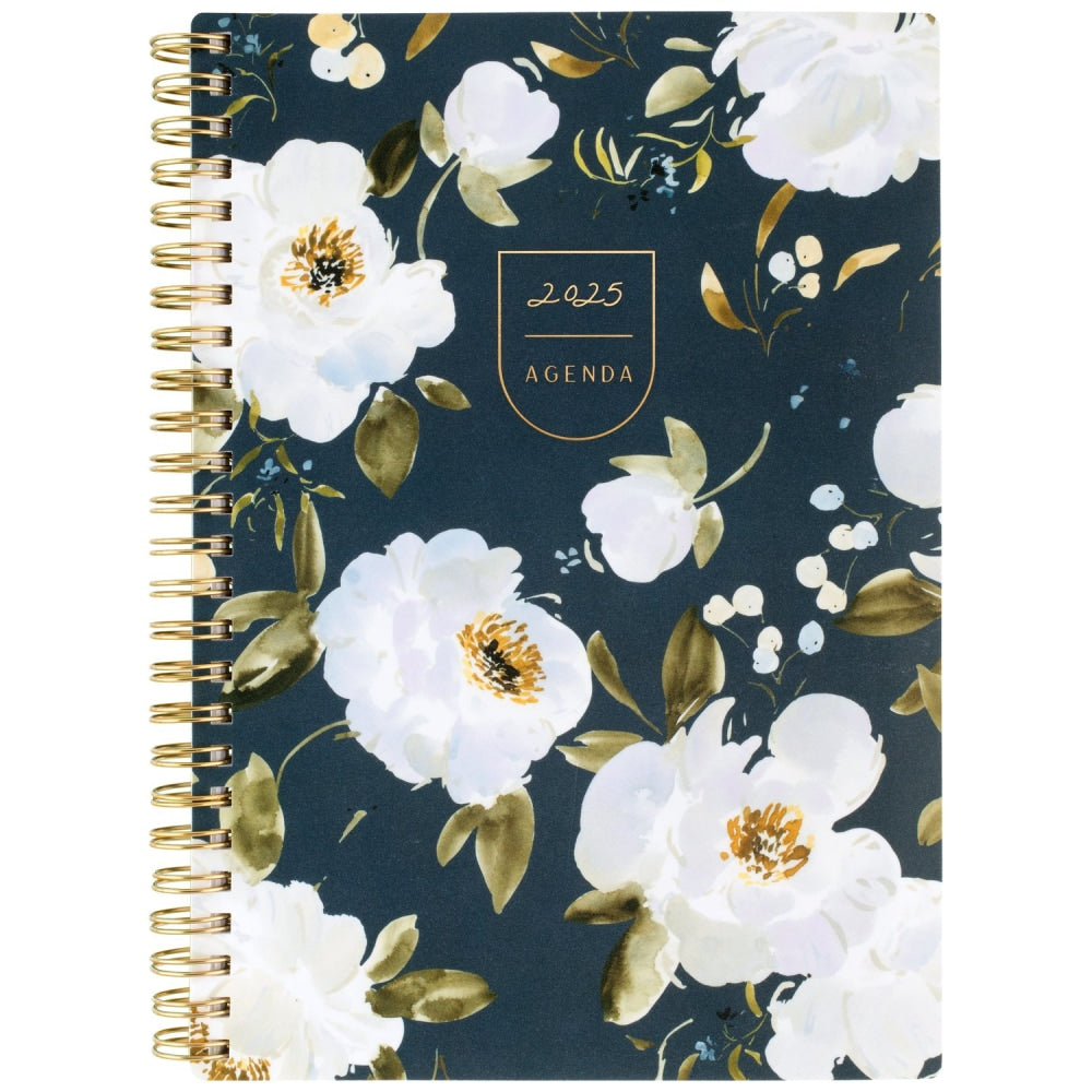 2025 Leah Bisch for Cambridge Weekly/Monthly Planner, 5-1/2in x 8-1/2in, Navy Floral, January To December, LB34-200
