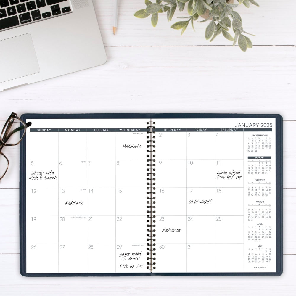 2025-2026 AT-A-GLANCE Monthly Planner, 9in x 11in, Navy, January To March, 7026020