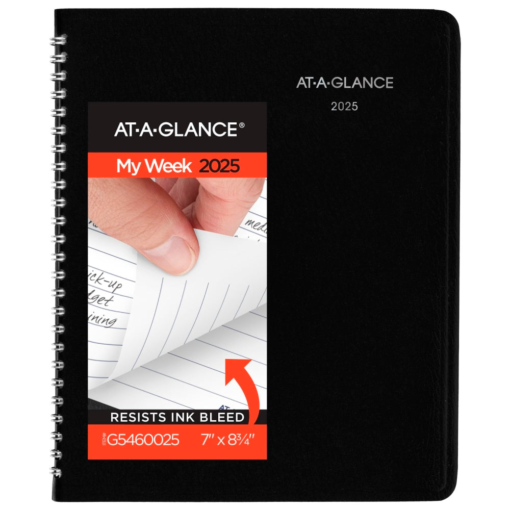 2025 AT-A-GLANCE DayMinder Executive Weekly/Monthly Planner With Notes, 7in x 8-3/4in, Black, January 2025 To December 2025, G54600