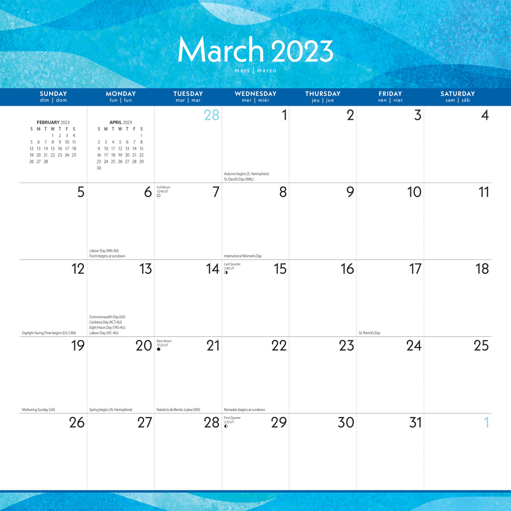 Brown Trout Family Theme Monthly Wall Calendar, 12in x 12in, Seaside Currents, January To December 2023