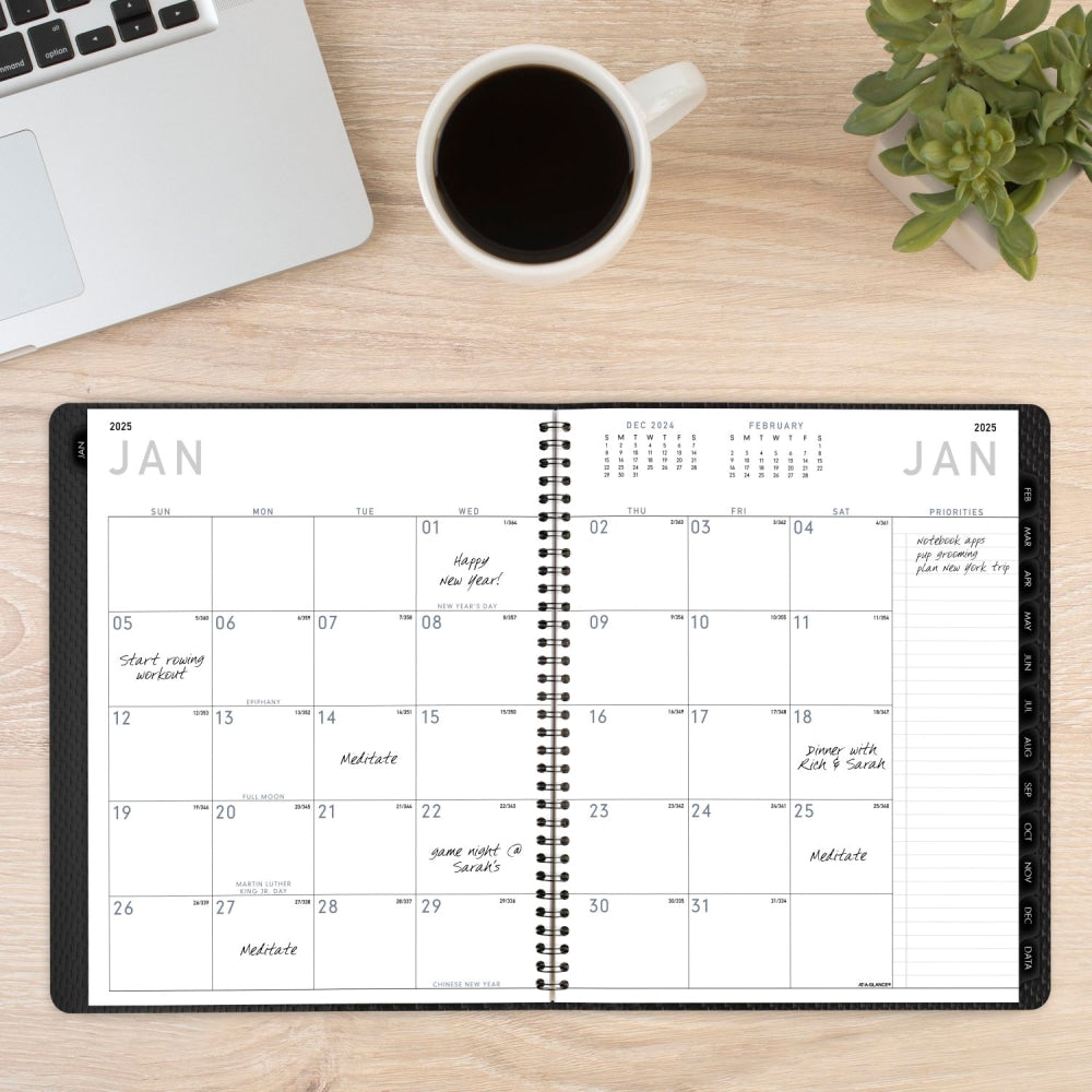 2025 AT-A-GLANCE Contemporary Monthly Planner, 9in x 11in, Charcoal, January To December, 70260X45