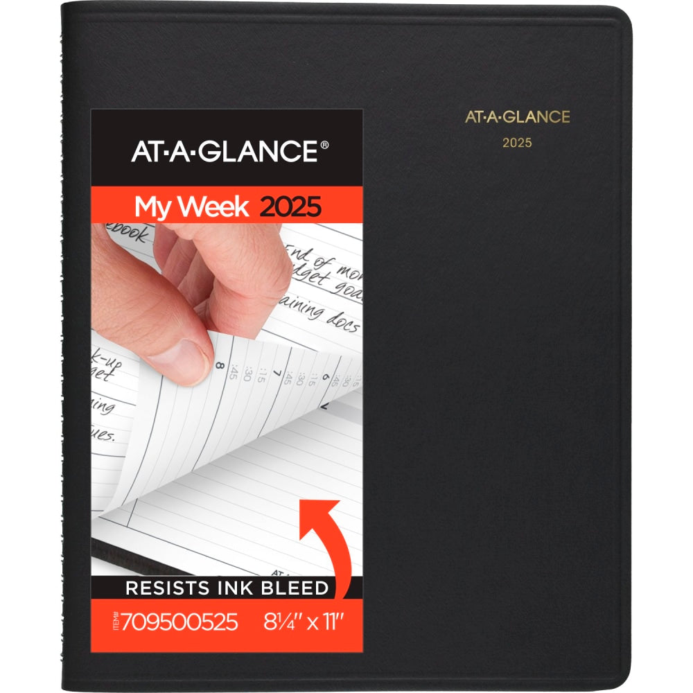 2025-2026 AT-A-GLANCE Weekly Appointment Book Planner, 8-1/4in x 11in, Black, January To January, 7095005