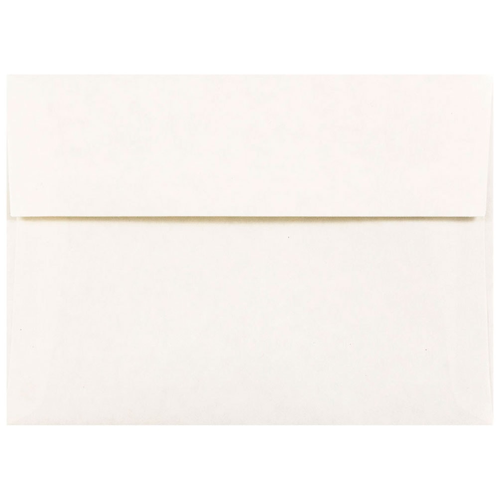 JAM Paper Parchment Booklet Invitation Envelopes, A6, Gummed Seal, 30% Recycled, White, Pack Of 25