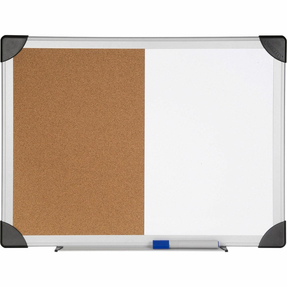 Lorell Dry-Erase Cork Combo Board, 18in x 24in, Aluminum Frame With Silver Finish