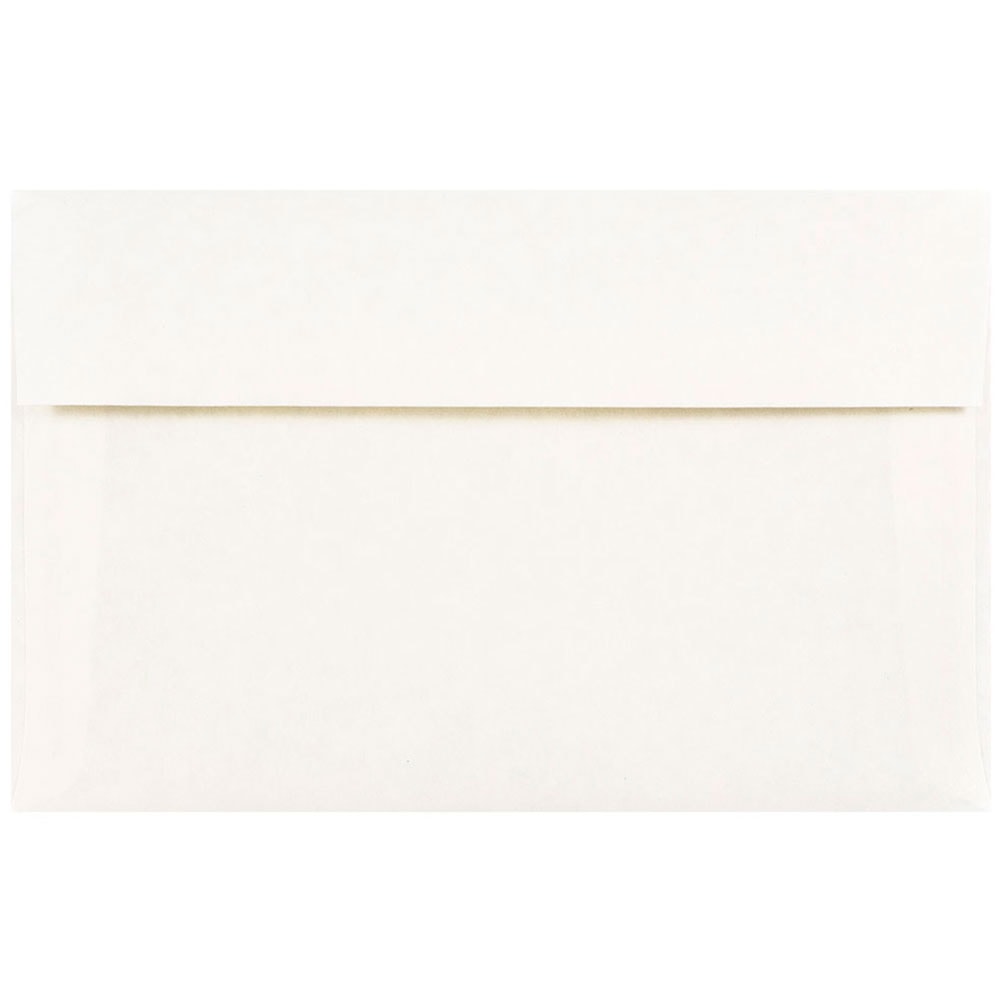 JAM Paper Parchment Booklet Invitation Envelopes, A10, Gummed Seal, 30% Recycled, White, Pack Of 25