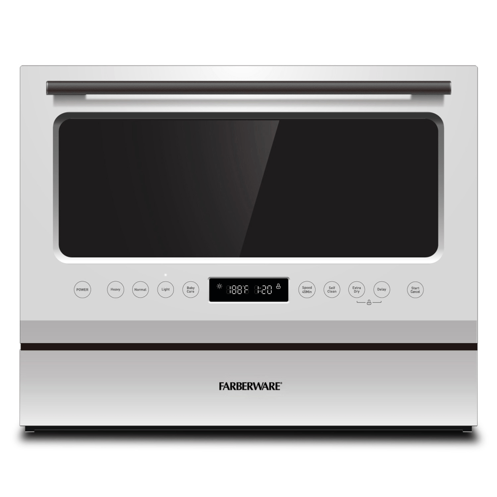 Farberware Professional FCD06 Counter-Top Dishwasher, 17-1/4inH x 21-13/16inW x 21-3/4inD, White/Clear