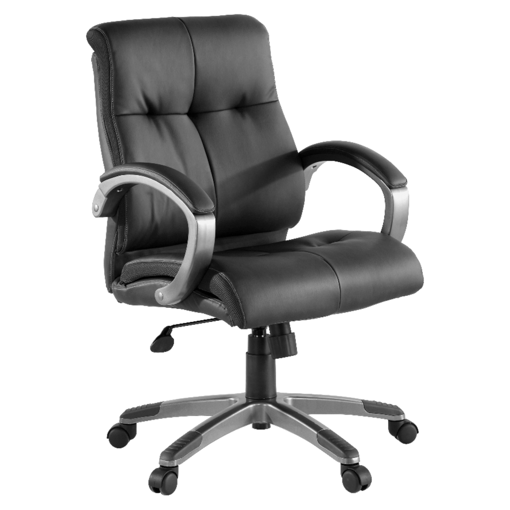 Lorell Manager Bonded Leather Swivel Chair, Black