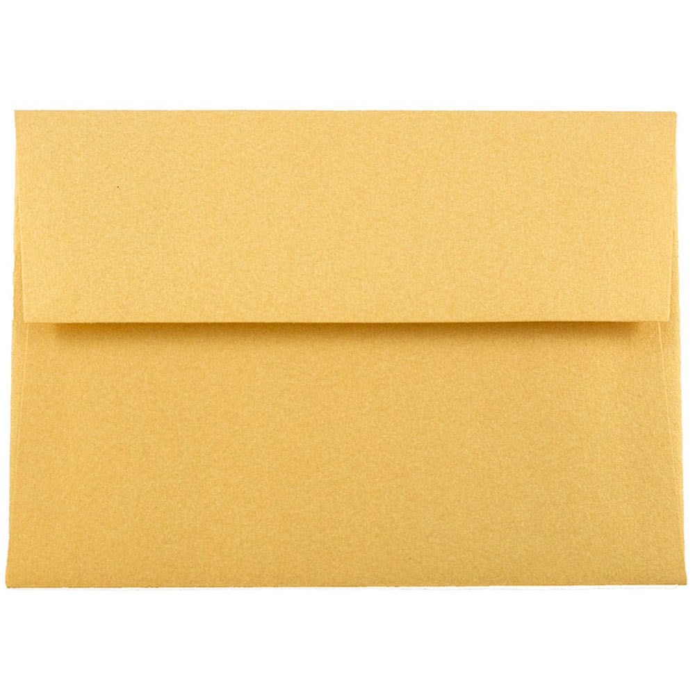 JAM Paper Booklet Envelopes, #4 Bar (A1), Gummed Seal, Stardream Gold Metallic, Pack Of 25