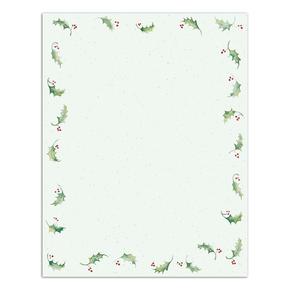 Great Papers! Holiday-Themed Letterhead Paper, 8 1/2in x 11in, Holly Bunch, Pack Of 80 Sheets