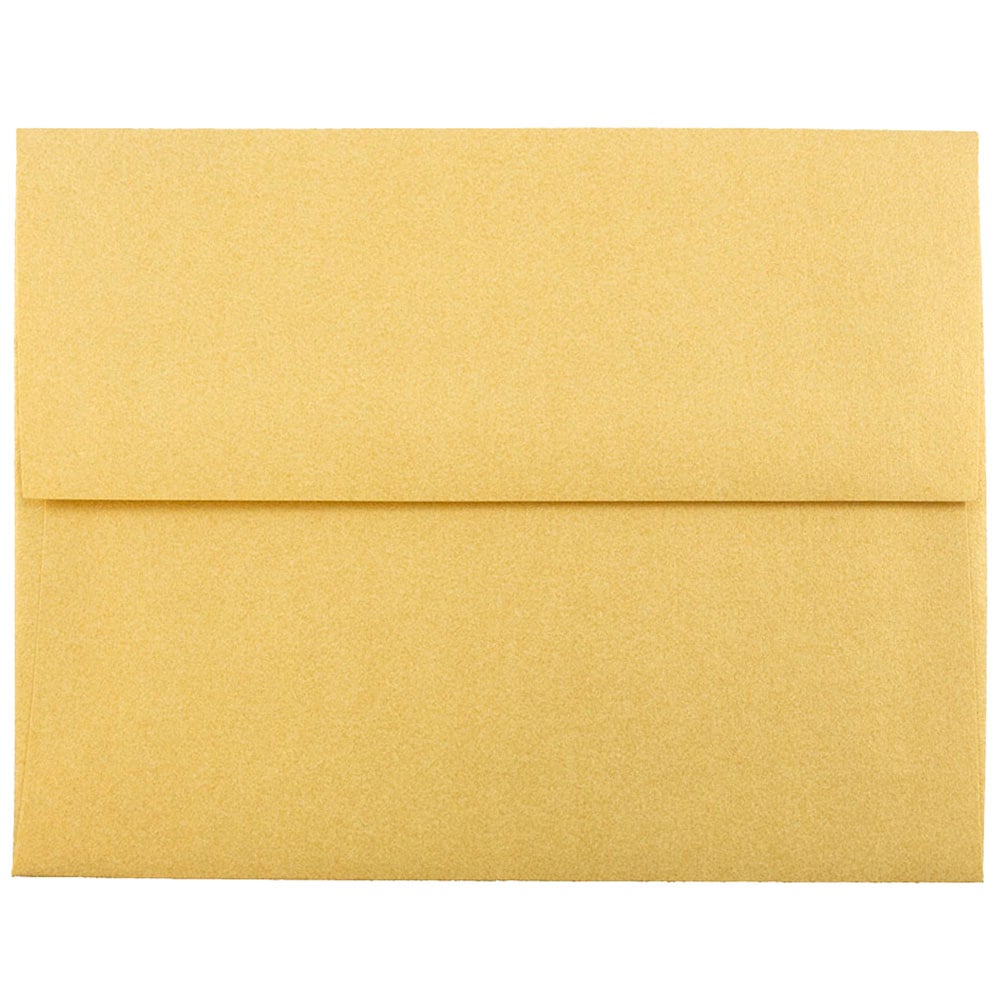 JAM Paper Booklet Invitation Envelopes, A2, Gummed Seal, Stardream Metallic Gold, Pack Of 25