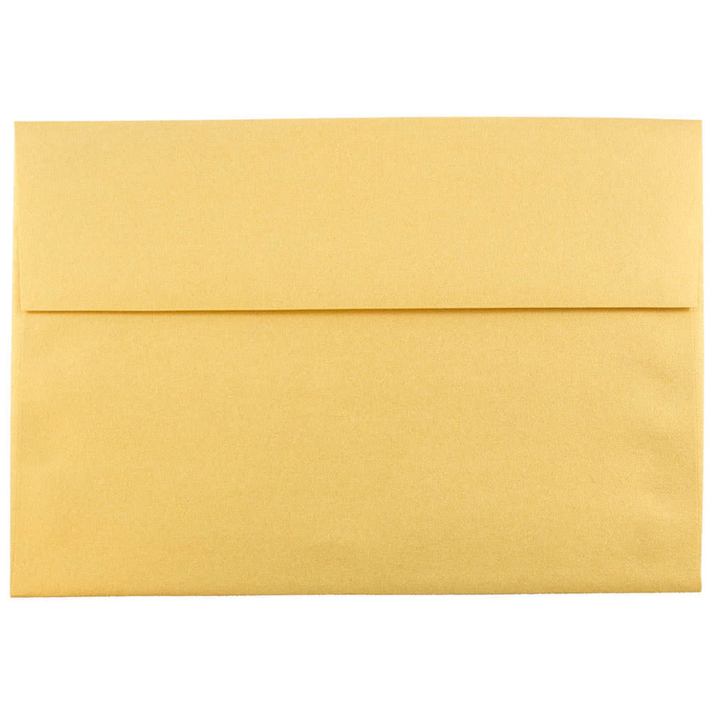 JAM Paper Booklet Invitation Envelopes, A8, Gummed Seal, Stardream Metallic Gold, Pack Of 25