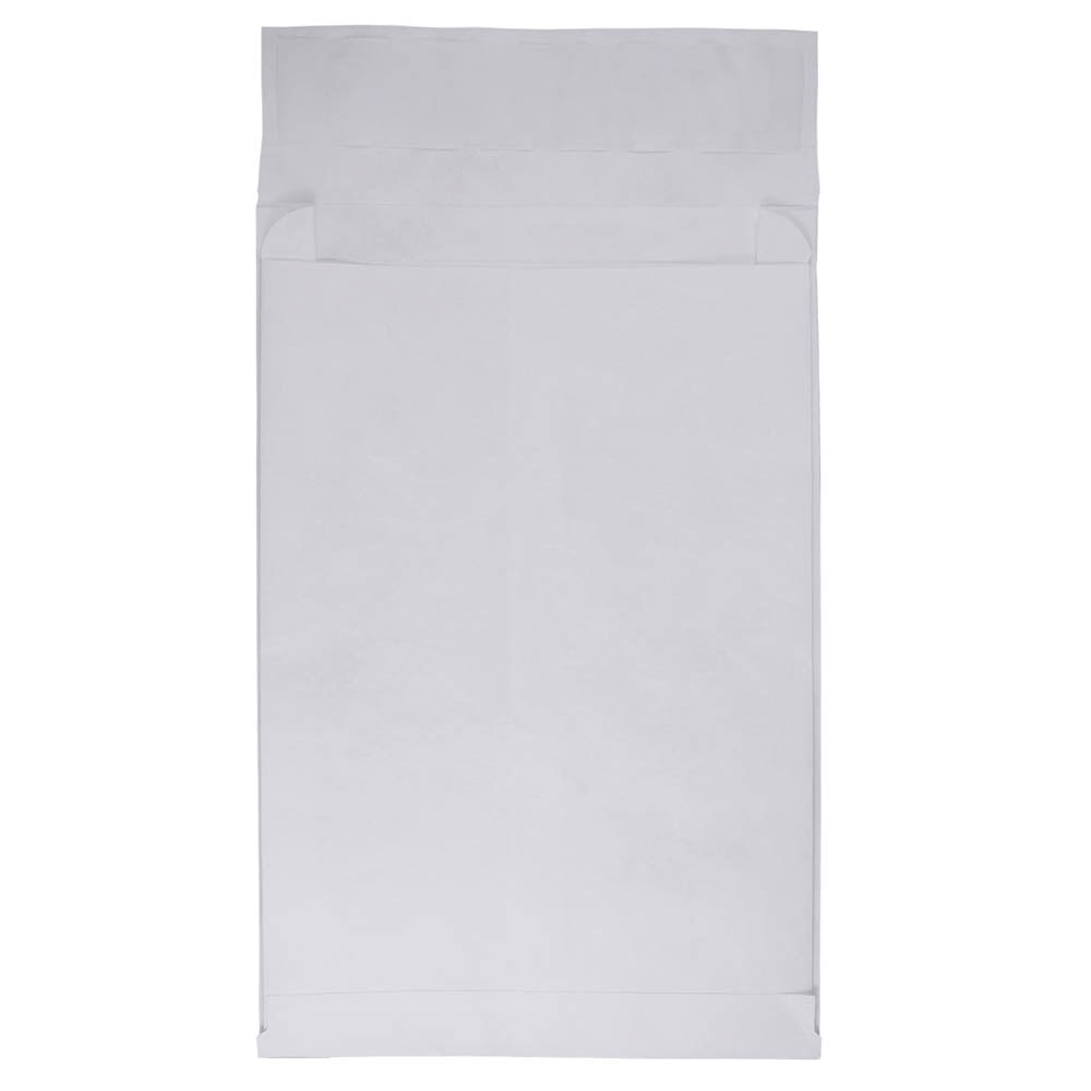 JAM Paper Tyvek Open-End 13inH x 10inW x 2inD Envelopes, Peal & Seal Closure, White, Pack Of 100 Envelopes