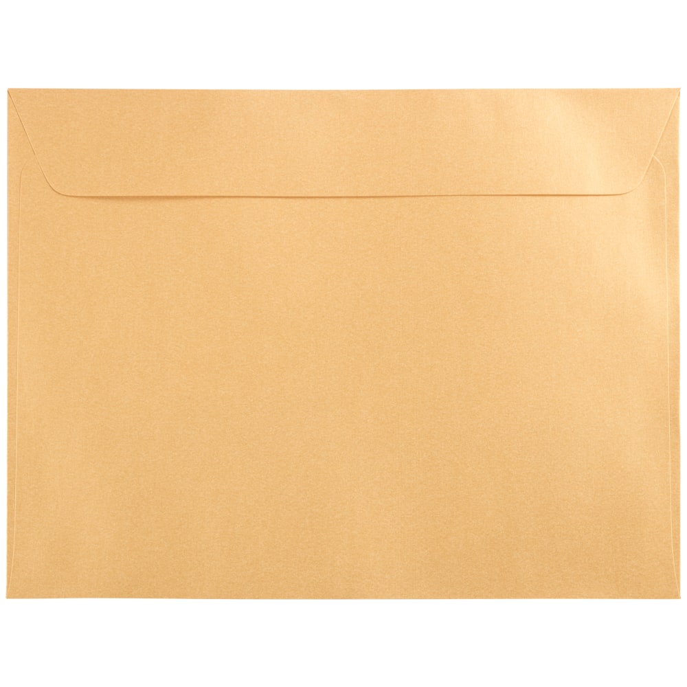 JAM Paper Booklet Envelopes, 9in x 12in, Gummed Seal, Stardream Gold Metallic, Pack Of 25