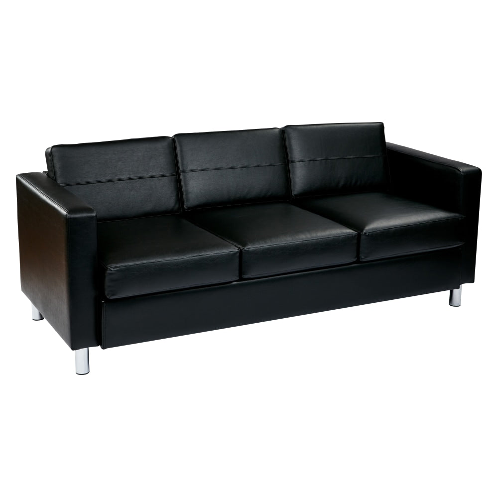 Office Star Avenue Six Pacific Sofa, Black/Silver