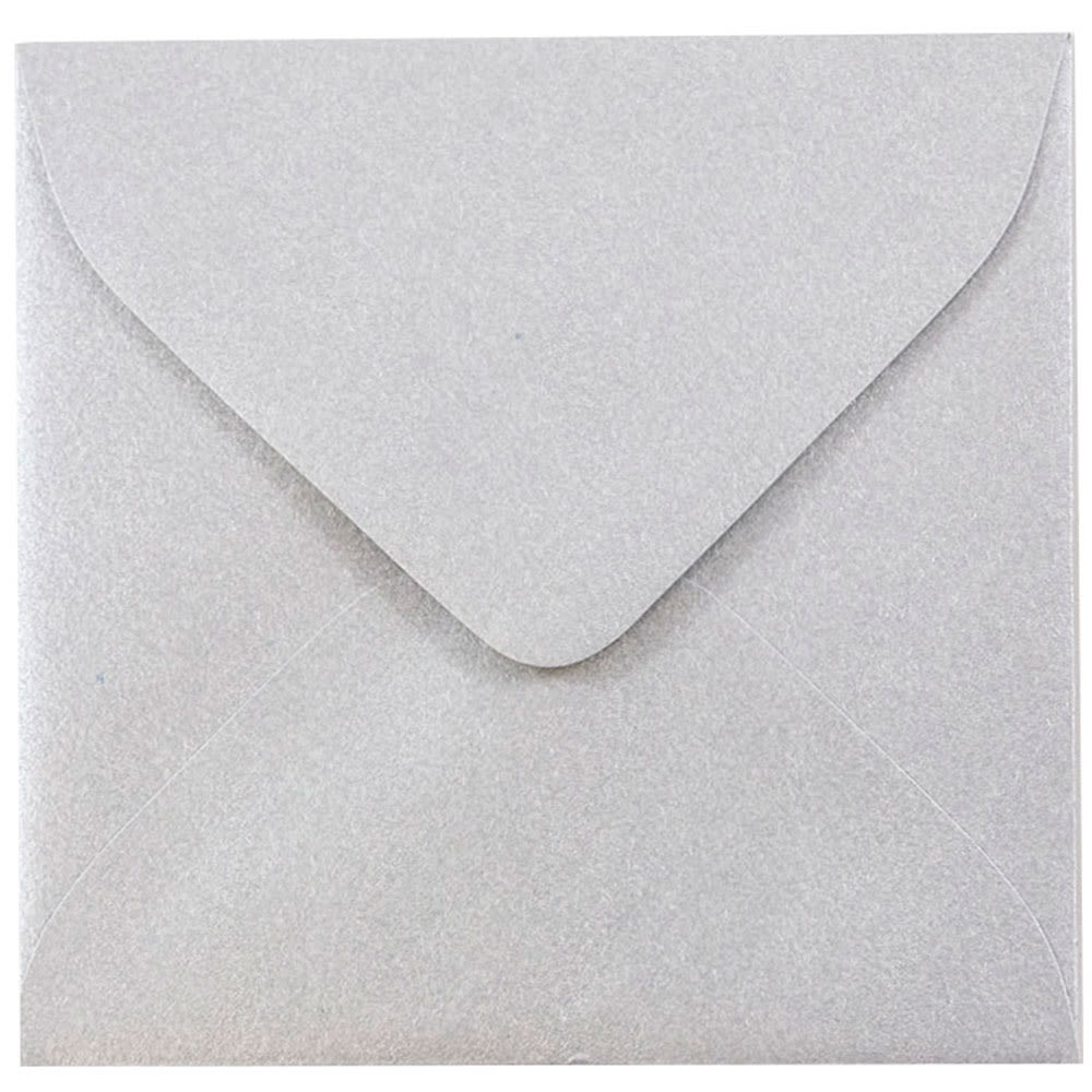 JAM Paper Square Stardream Metallic Envelopes, 3 1/8in x 3 1/8in, Gummed Seal, Silver, Pack Of 25