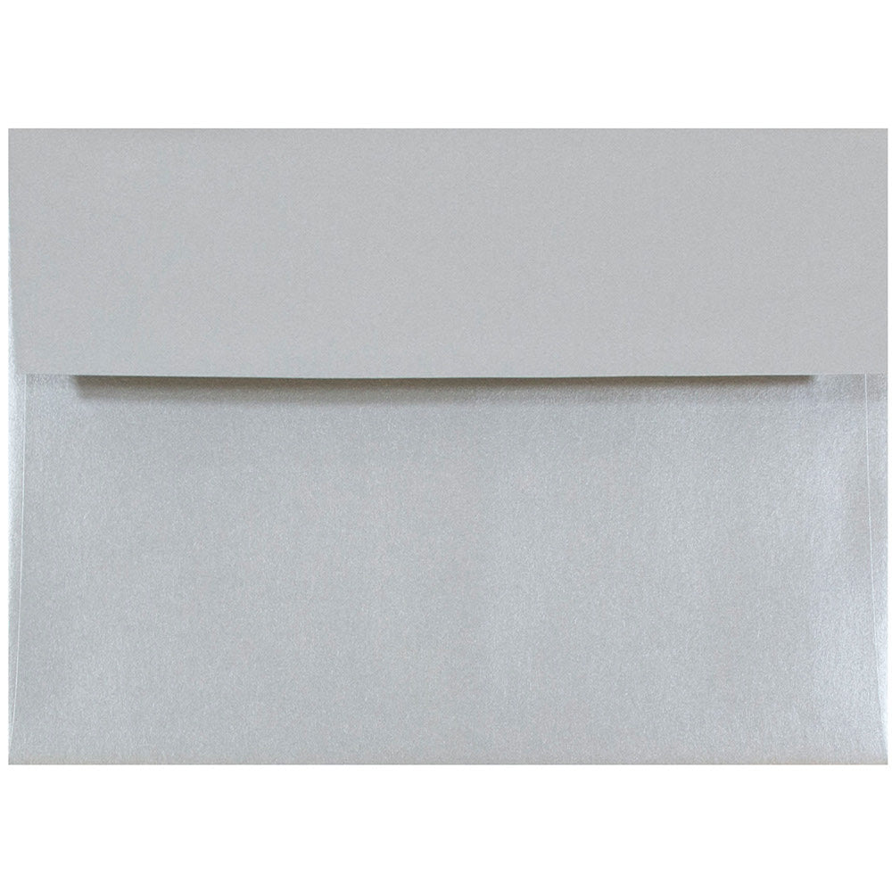 JAM Paper Booklet Invitation Envelopes, A7, Gummed Seal, Stardream Metallic Silver, Pack Of 25