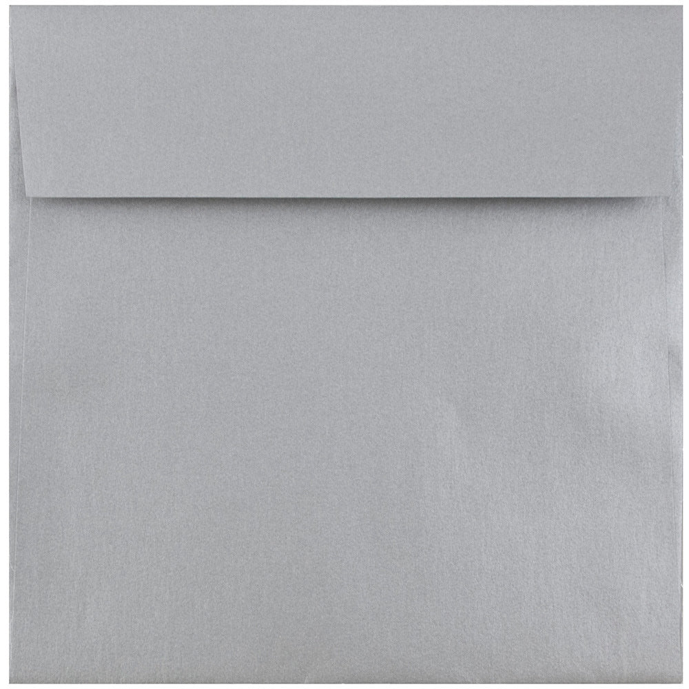 JAM Paper Square Stardream Metallic Envelopes, 6 1/2in x 6 1/2in, Gummed Seal, Silver, Pack Of 25