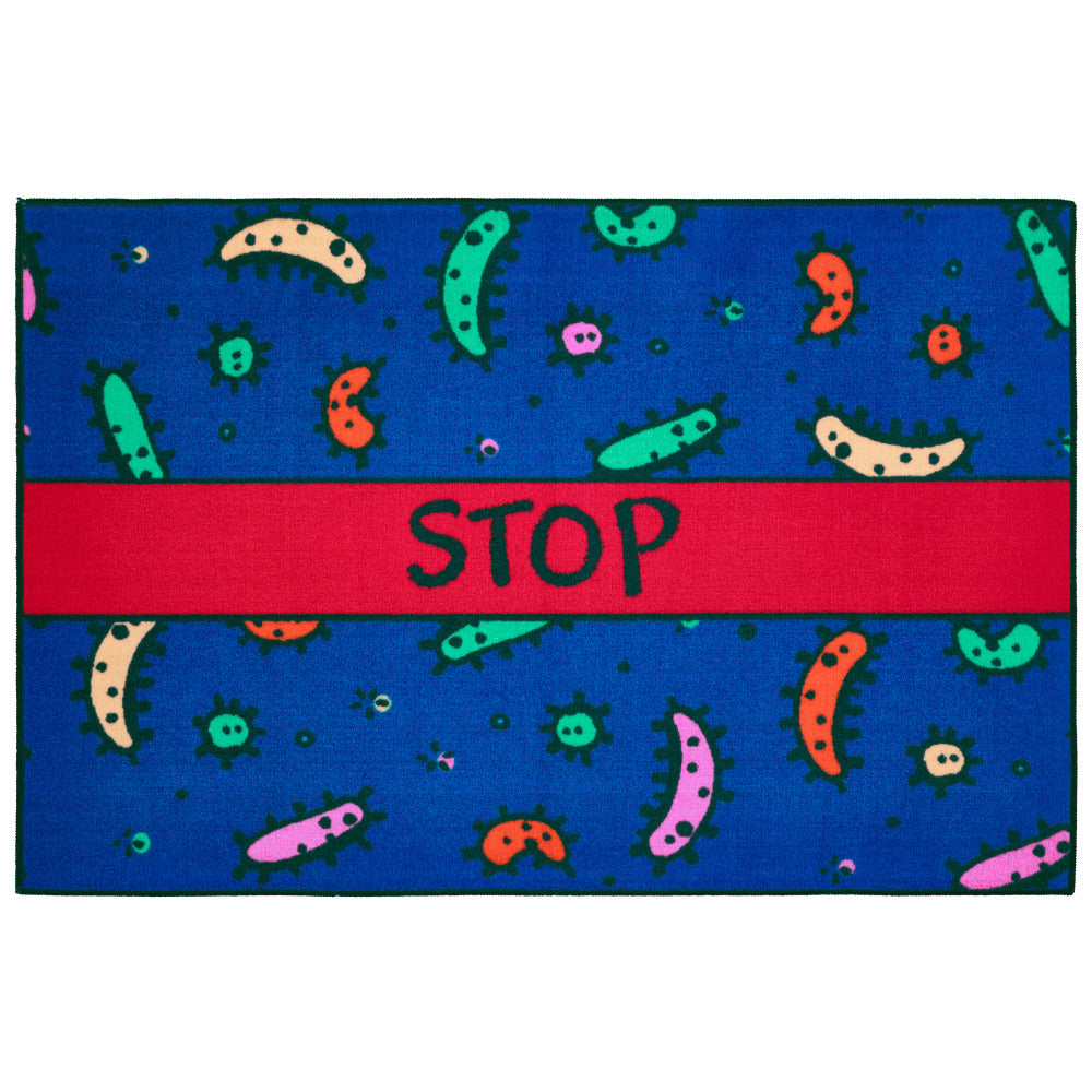 Carpets for Kids KID$Value Rugs Stop The Germs Sanitize Activity Rug, 3ft x 4 1/2ft , Blue