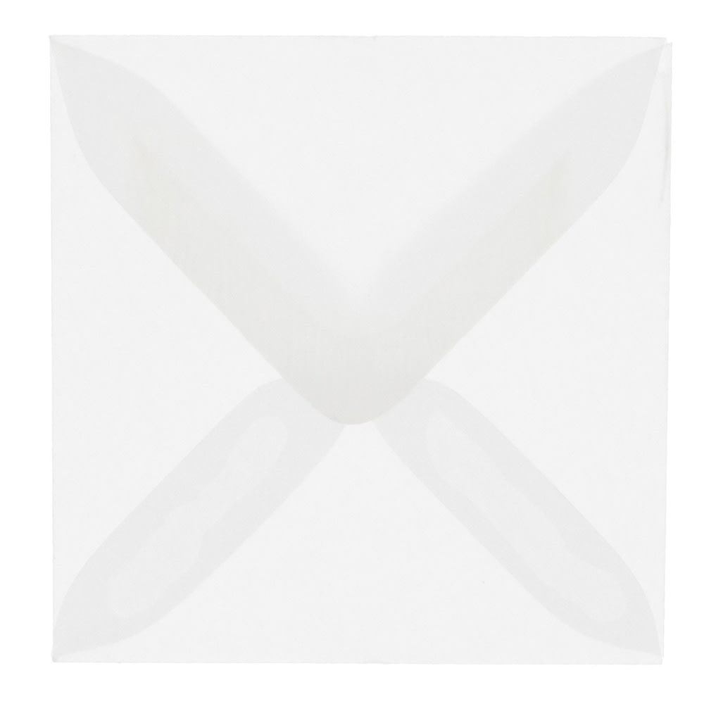 JAM Paper Translucent Vellum Invitation Envelopes,  3 1/8in x 3 1/8in, Gummed Seal, Clear, Pack Of 25
