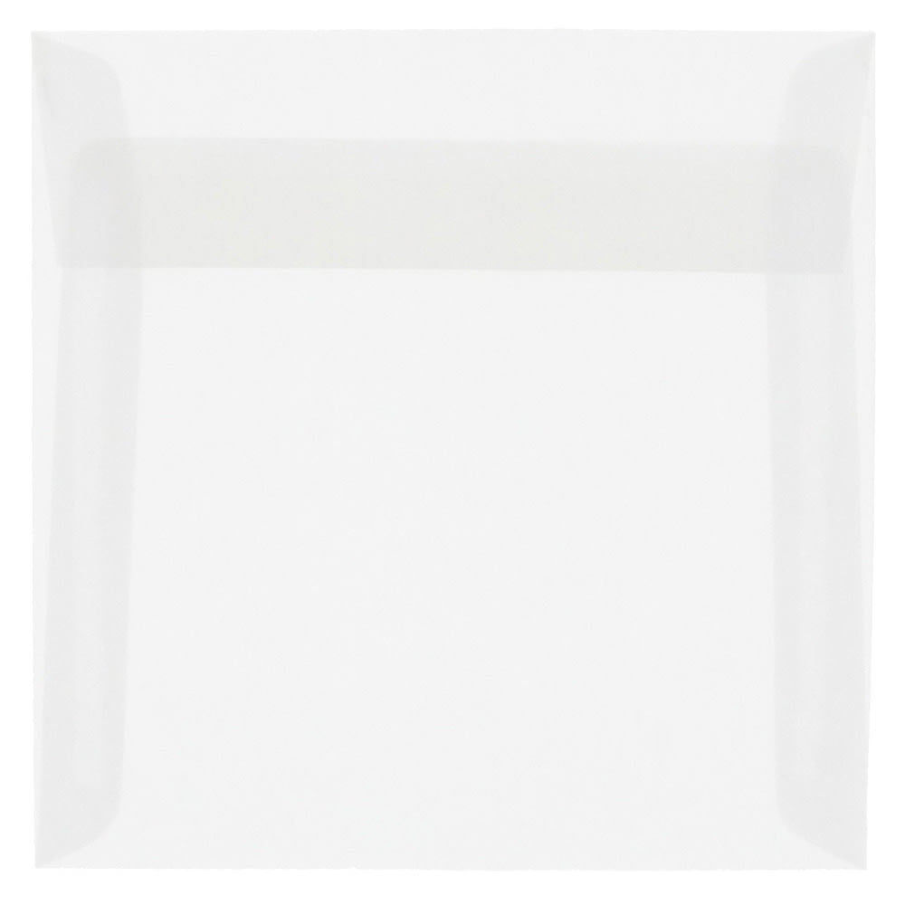 JAM Paper Translucent Vellum Invitation Envelopes, 6in x 6in, Gummed Seal, Clear, Pack Of 25