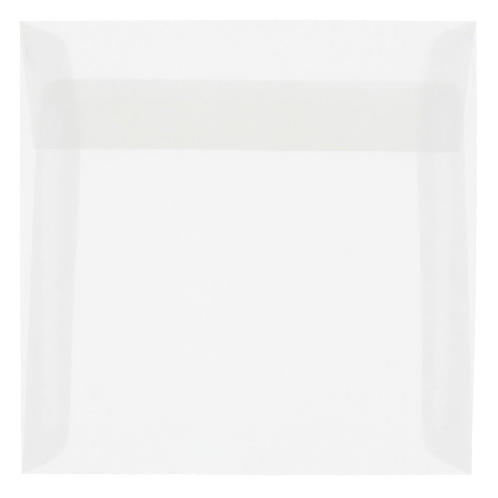 JAM Paper Translucent Vellum Invitation Envelopes, 7 1/2in x 7 1/2in, Gummed Seal, Clear, Pack Of 25