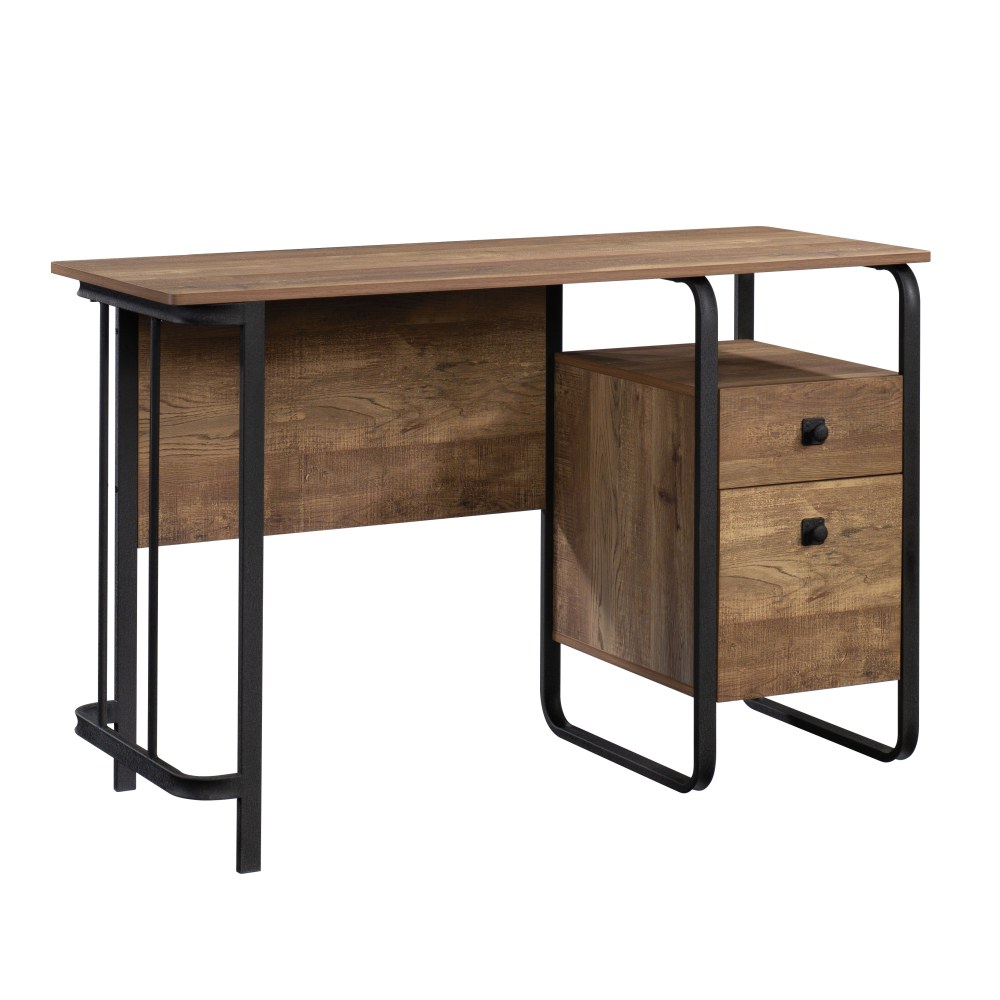 Sauder Station House 48inW Single-Pedestal Computer Desk With Filing Drawer, Etched Oak