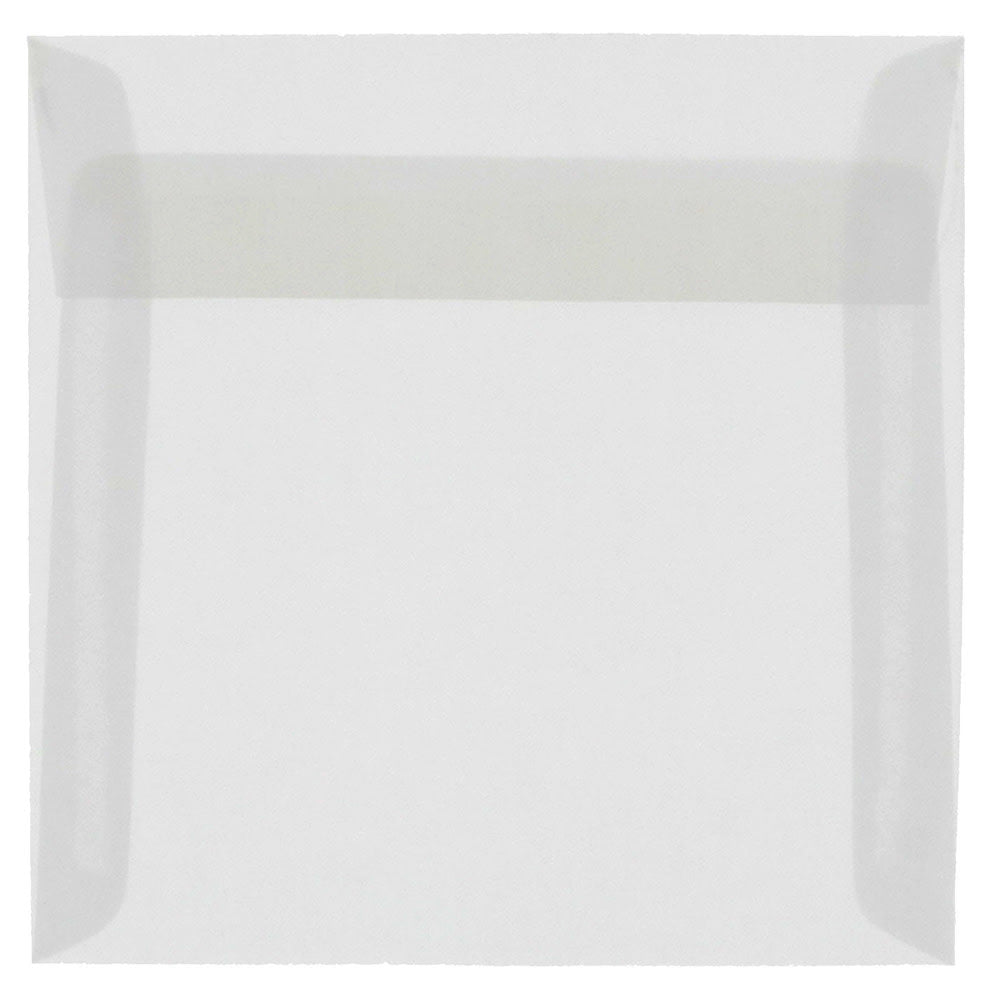 JAM Paper Translucent Vellum Invitation Envelopes, 9 1/2in x 9 1/2in, Gummed Seal, Clear, Pack Of 25