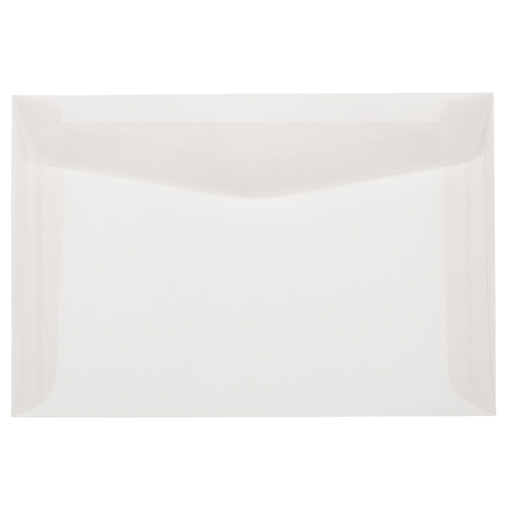 JAM Paper Booklet Envelopes, 6in x 9in, Gummed Seal, Clear, Pack Of 25