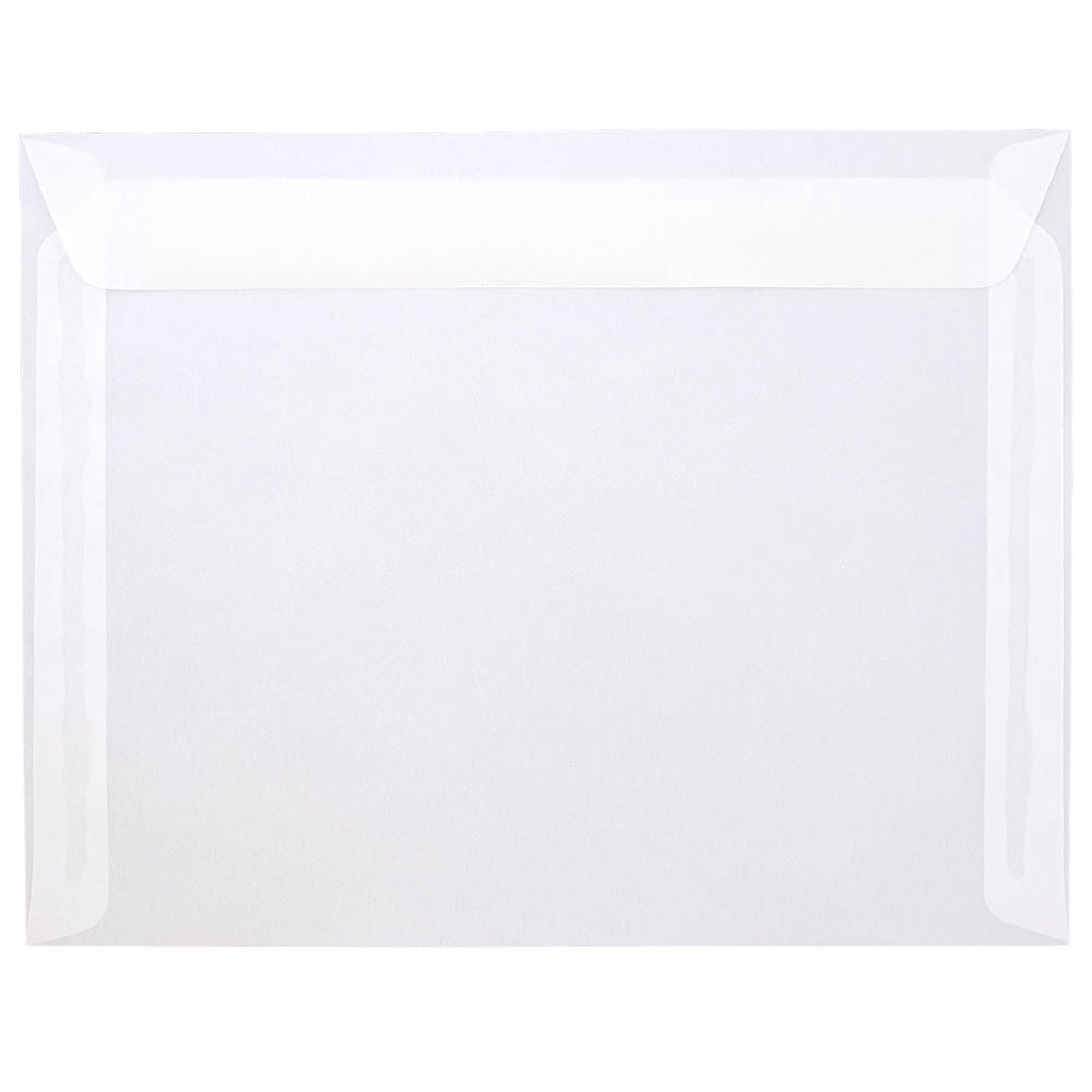 JAM Paper Booklet Envelopes, #10, Gummed Seal, Clear, Pack Of 25