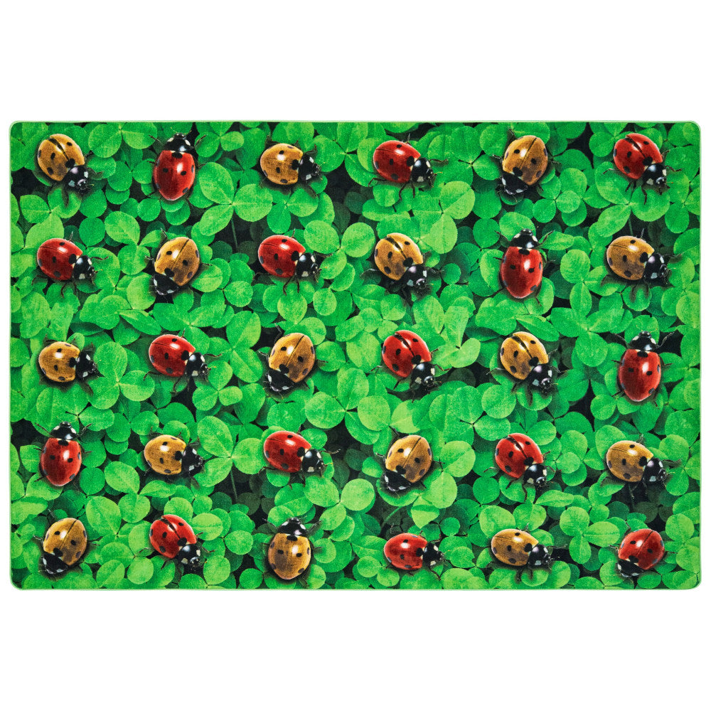 Carpets for Kids Pixel Perfect Collection Real Ladybug Seating Rug, 6ft x 9ft, Green