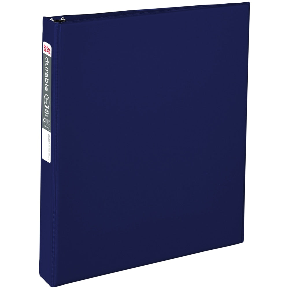 Office Depot Brand Nonstick 3-Ring Binder, 1in Round Rings, Blue