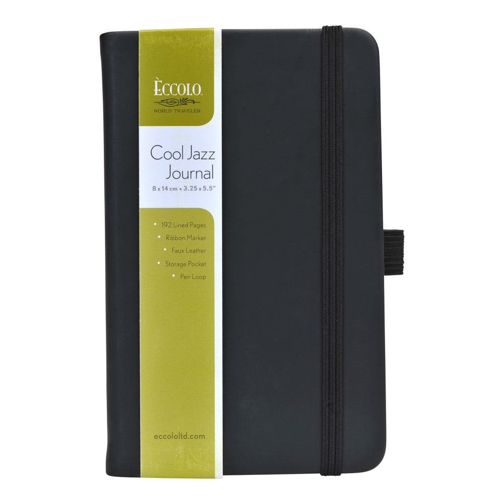Eccolo Cool Jazz Journal, 3 1/2in x 5 1/2in, Ruled, 192 Pages, Black