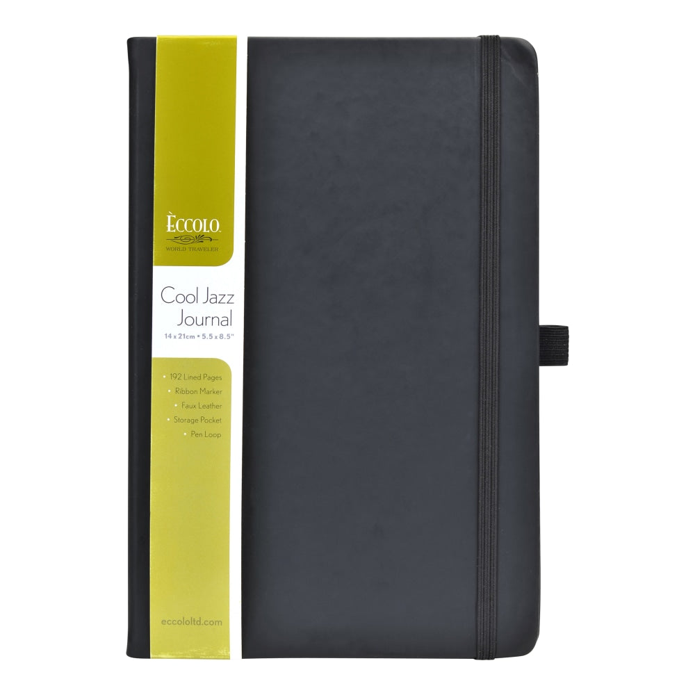 Eccolo Cool Jazz Journal, 5 1/2in x 8in, Ruled, 192 Pages, Black