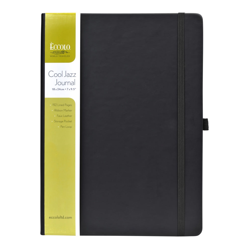 Eccolo Cool Jazz Journal, 7in x 9.5in, Lined, 192 Pages, Black