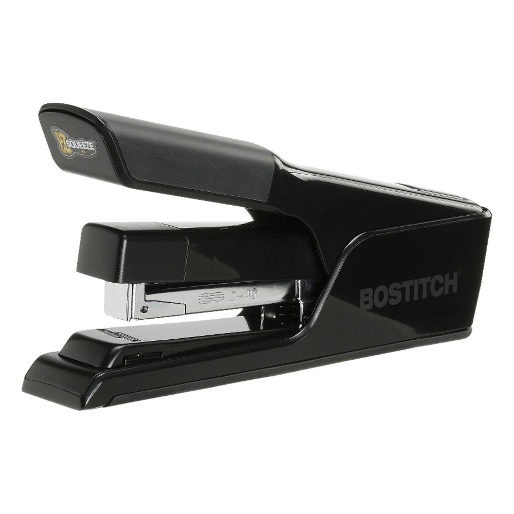 Stanley Bostitch EZ Squeeze 40 Desk Stapler, Flat Clinch, Fast Load, Black