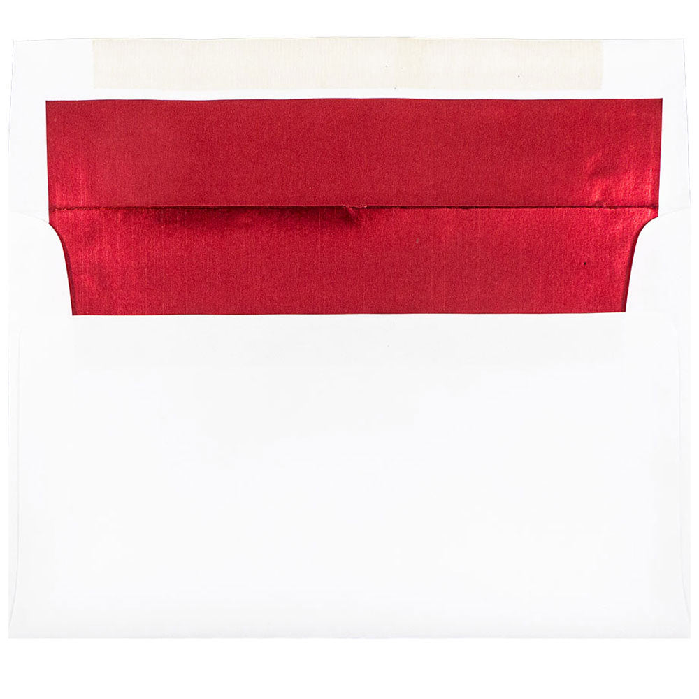 JAM Paper Foil-Lined Invitation Envelopes, A9, Gummed Seal, Red/White, Pack Of 25