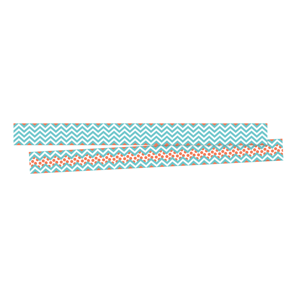 Barker Creek Double-Sided Border Strips, 3in x 35in, Chevron Turquoise, Set Of 24