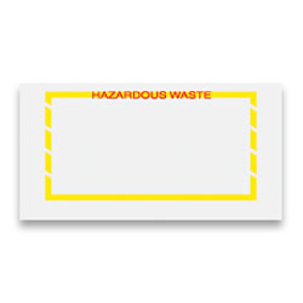 Tape Logic Packing List Envelopes, Top Loading, "Hazardous Waste", 5 1/2in x 10in, Yellow Border, Pack Of 1,000