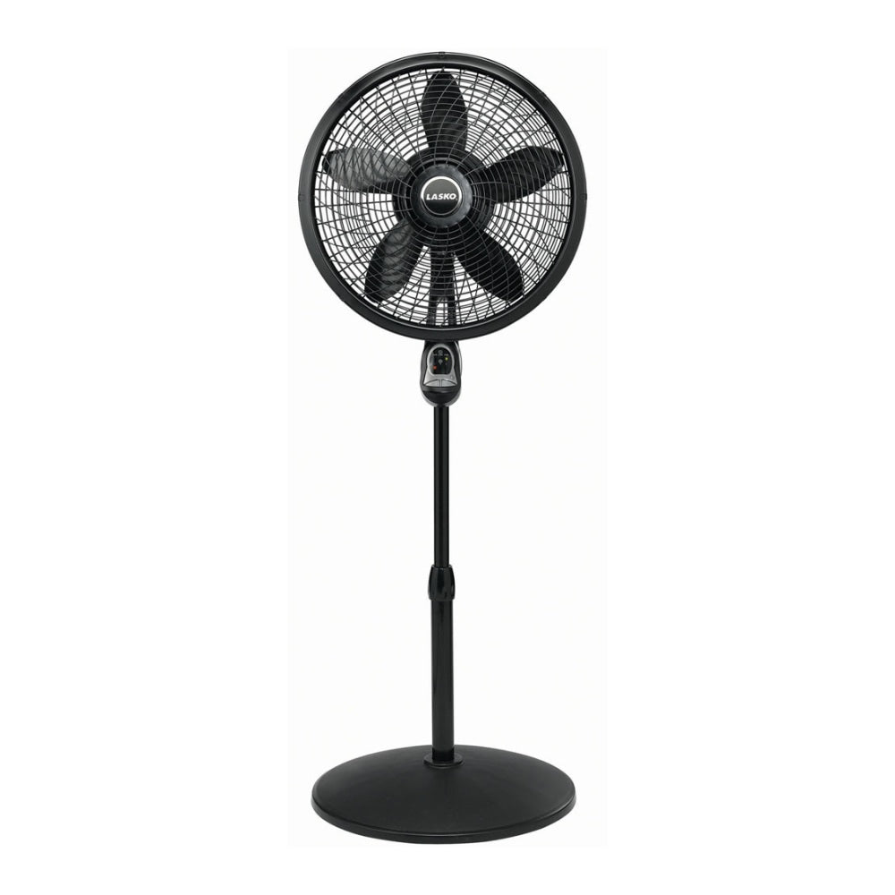 Lasko Cyclone 18in 3-Speed Pedestal Fan with Remote Control, 53.5inH x 20.5inW x 20.5inD, Black