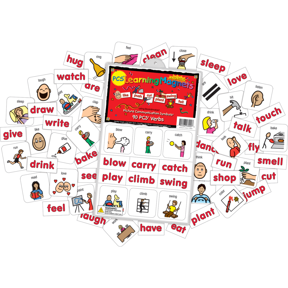 Barker Creek Magnets, Learning Magnets, PCS Verbs Set, Grades Pre-K+, Pack Of 180