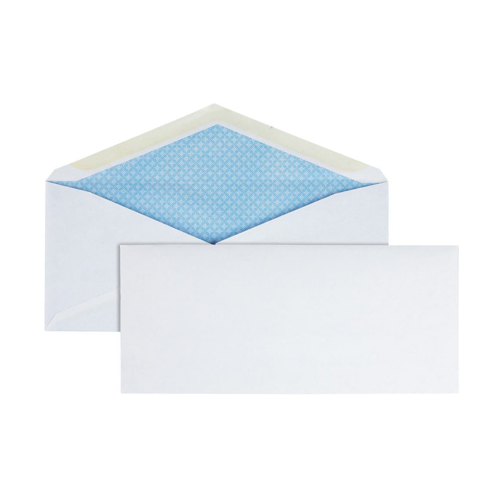 Office Depot Brand #10 Security Envelopes, 4-1/8in x 9-1/2in, Gummed Seal, White, Box Of 50