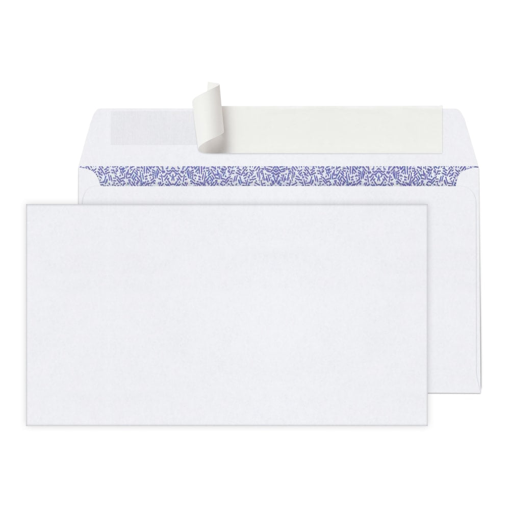 Office Depot Brand #6 3/4 Security Envelopes, 3-5/8in x 6-1/2in, Clean Seal, White, Box Of 100