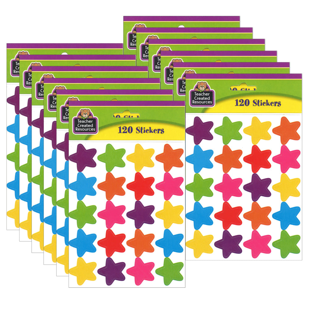 Teacher Created Resources Stickers, Bright Stars, 120 Stickers Per Pack, Set Of 12 Packs