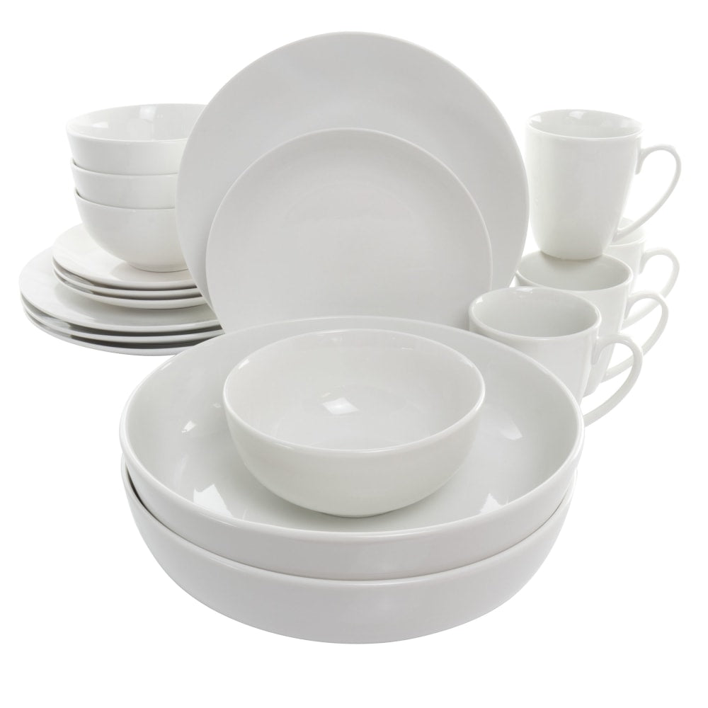 Elama Owen 18-Piece Porcelain Dinnerware Set, White